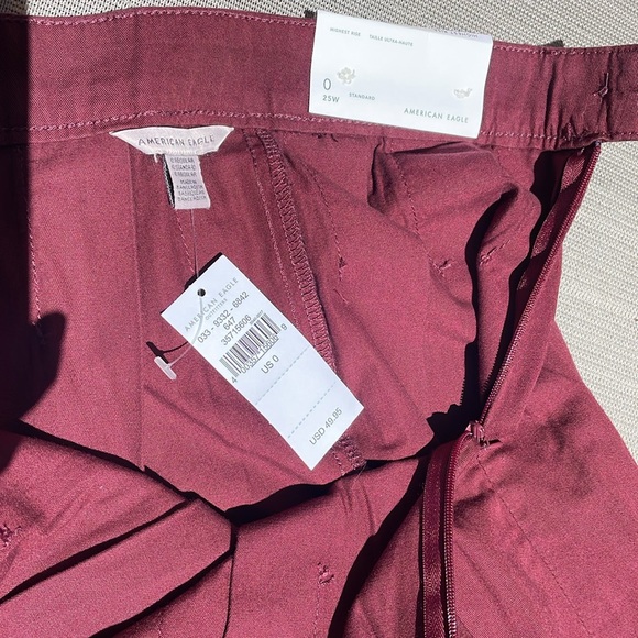 America Eagle Highest Rise Denim Mini Skirt Burgundy - Picture 3 of 4